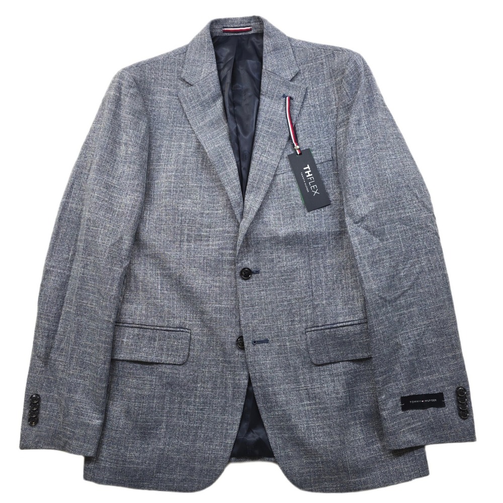 Tommy Hilfiger Sport Coat Men 38R Blue Patterned Modern Fit Flex Blazer $295 NEW